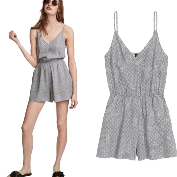 H&M Pants - H&M Gray Patterned Women's Jumpsuit